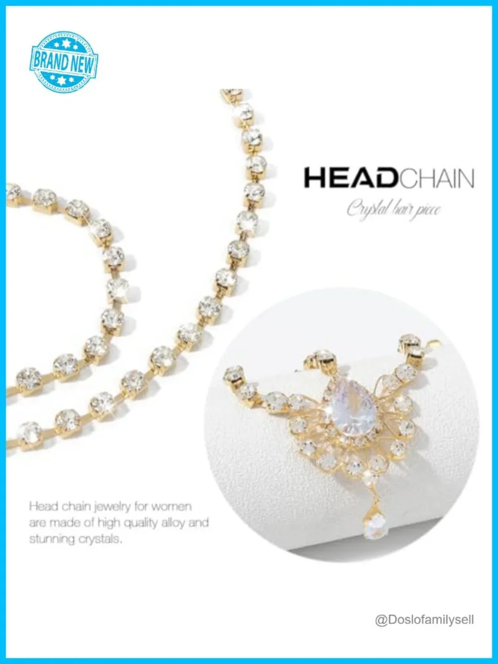 Crystal Head Chain Jewelry Rhinestone Hair Chain Boho Bridal Headpiece